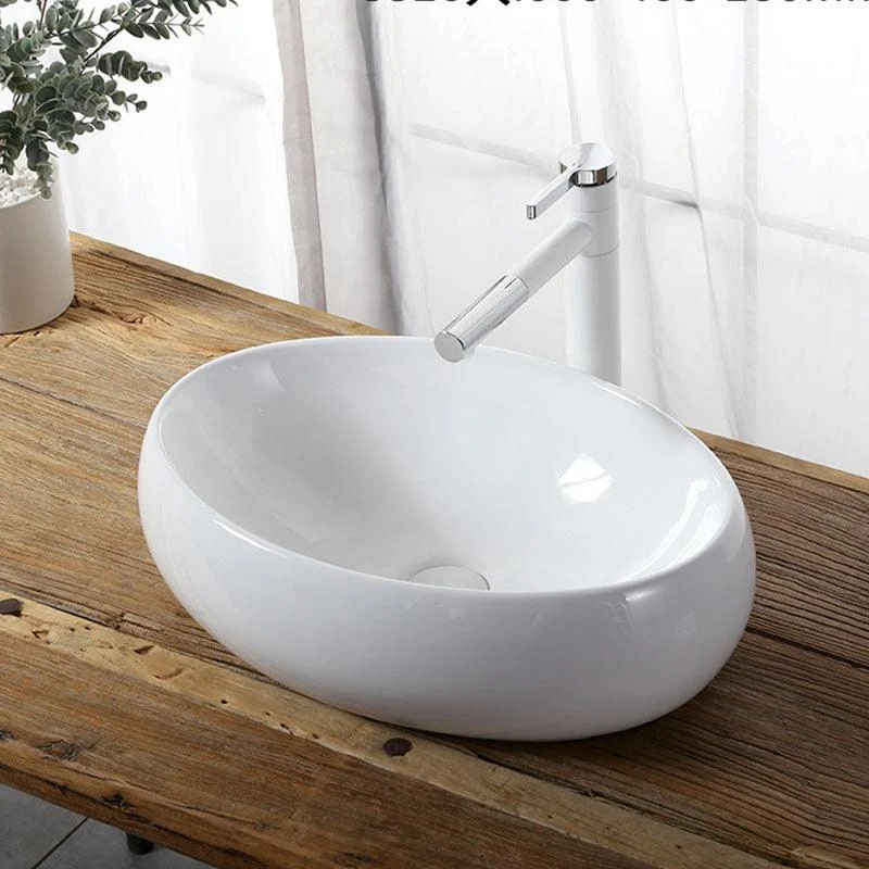 Modern Vessel Bathroom Sink Rectangular Porcelain Drain Vessel Sink(Not Included Tap) -Bathlova