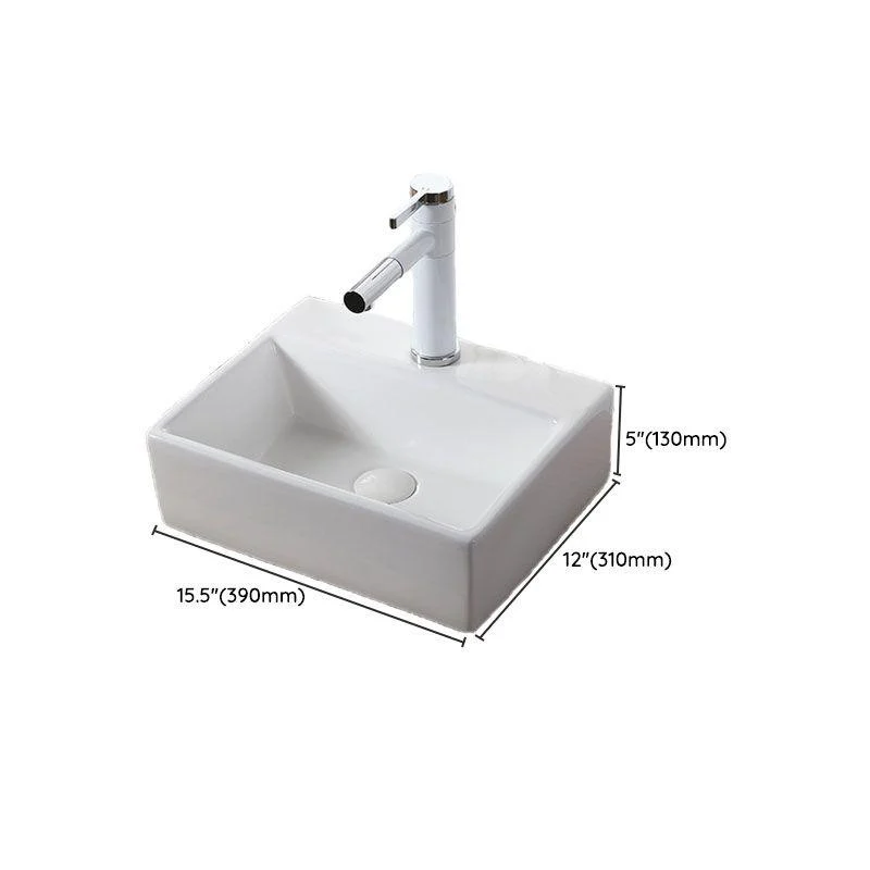 Modern Vessel Bathroom Sink Rectangular Porcelain Drain Vessel Sink(Not Included Tap) -Bathlova