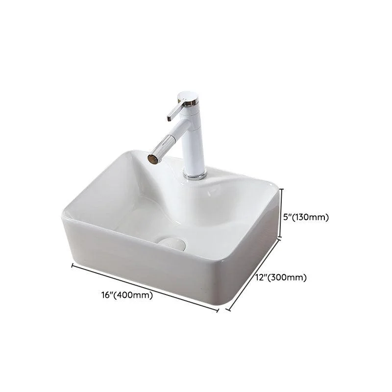 Modern Vessel Bathroom Sink Rectangular Porcelain Drain Vessel Sink(Not Included Tap) -Bathlova