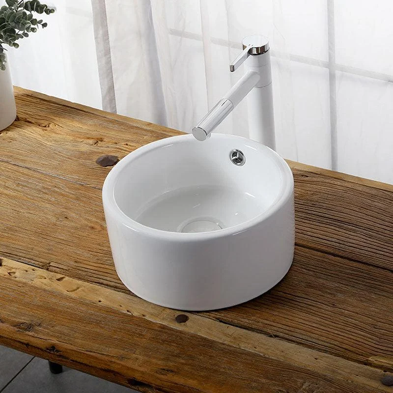 Modern Vessel Bathroom Sink Rectangular Porcelain Drain Vessel Sink(Not Included Tap) -Bathlova