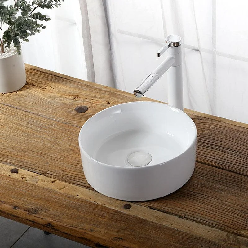 Modern Vessel Bathroom Sink Rectangular Porcelain Drain Vessel Sink(Not Included Tap) -Bathlova