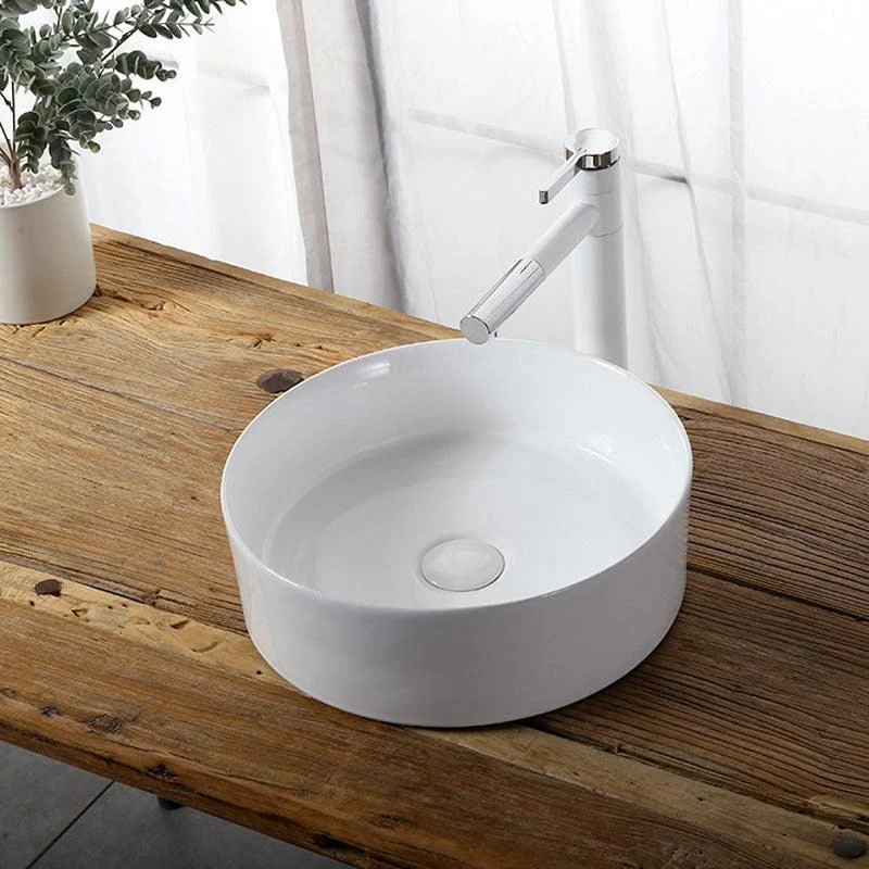 Modern Vessel Bathroom Sink Rectangular Porcelain Drain Vessel Sink(Not Included Tap) -Bathlova