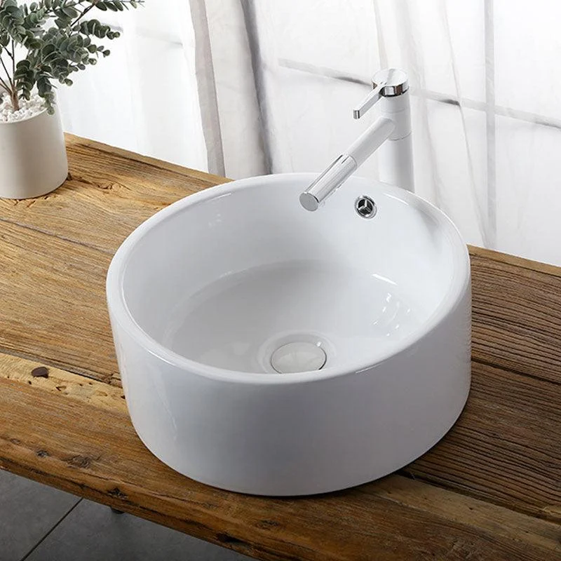 Modern Vessel Bathroom Sink Rectangular Porcelain Drain Vessel Sink(Not Included Tap) -Bathlova