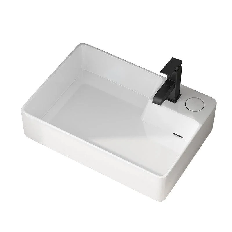 Modern Vessel Bathroom Sink Rectangular Porcelain with Overflow and Tap Basin Sink -Bathlova