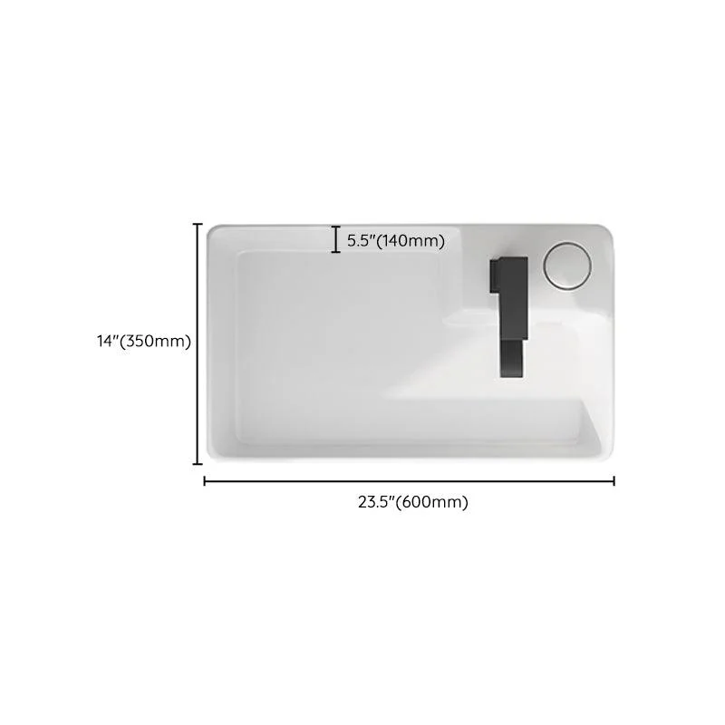 Modern Vessel Bathroom Sink Rectangular Porcelain with Overflow and Tap Basin Sink -Bathlova