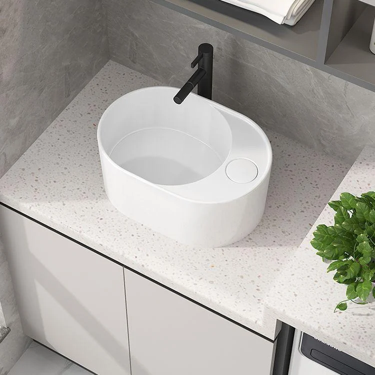 Modern Vessel Bathroom Sink Rectangular Porcelain with Overflow and Tap Basin Sink -Bathlova