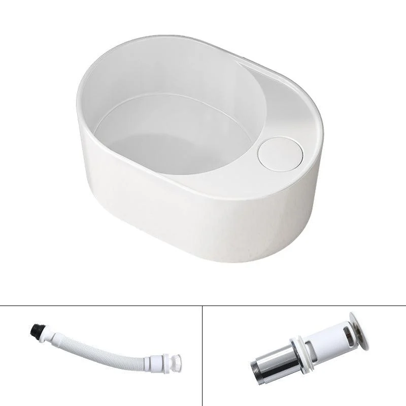 Modern Vessel Bathroom Sink Rectangular Porcelain with Overflow and Tap Basin Sink -Bathlova