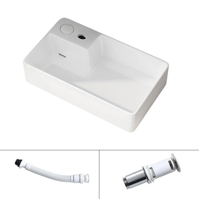 Modern Vessel Bathroom Sink Rectangular Porcelain with Overflow and Tap Basin Sink -Bathlova