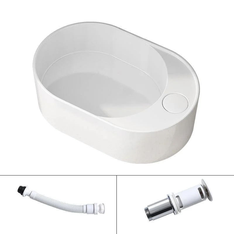 Modern Vessel Bathroom Sink Rectangular Porcelain with Overflow and Tap Basin Sink -Bathlova