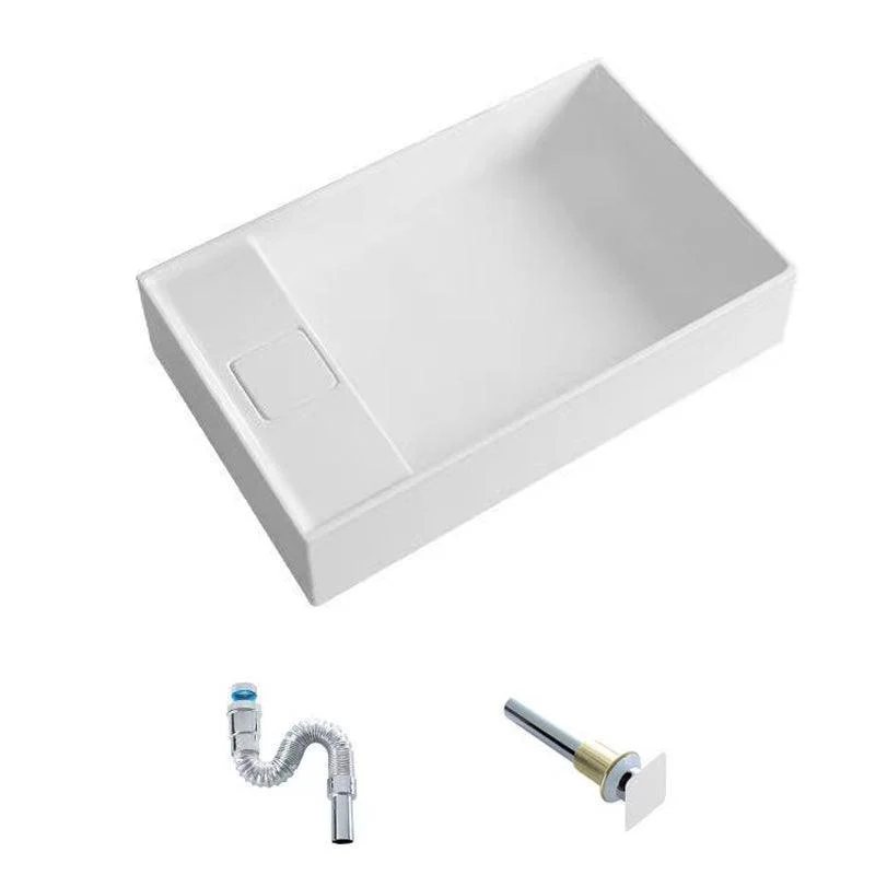 Modern Vessel Bathroom Sink Rectangular Porcelain with Overflow and Tap Basin Sink -Bathlova