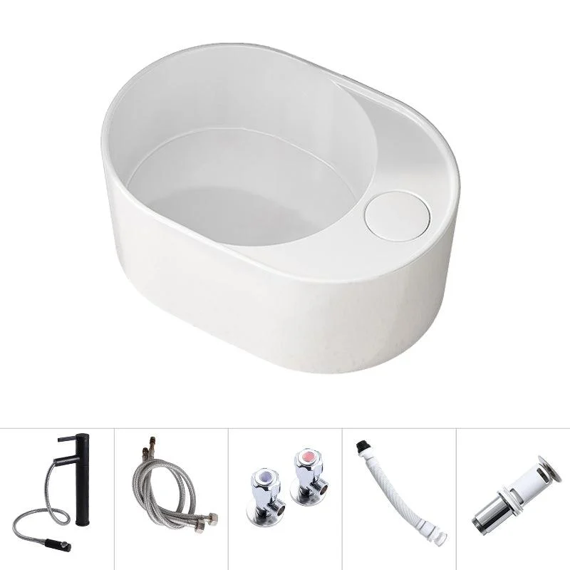 Modern Vessel Bathroom Sink Rectangular Porcelain with Overflow and Tap Basin Sink -Bathlova