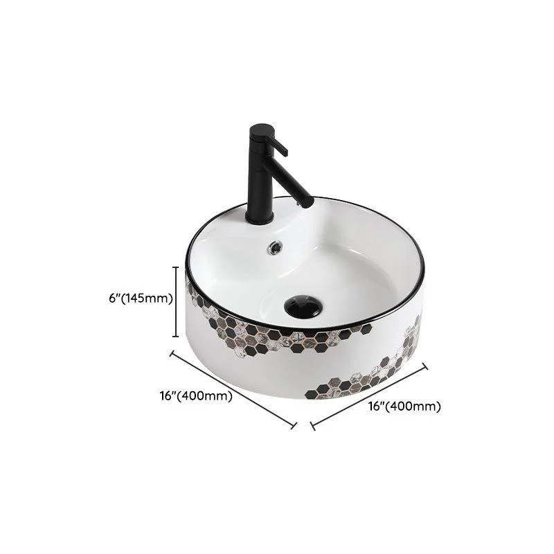 Modern Vessel Bathroom Sink Rectangular Porcelain with Pop-Up Drain Vessel Lavatory Sink -Bathlova