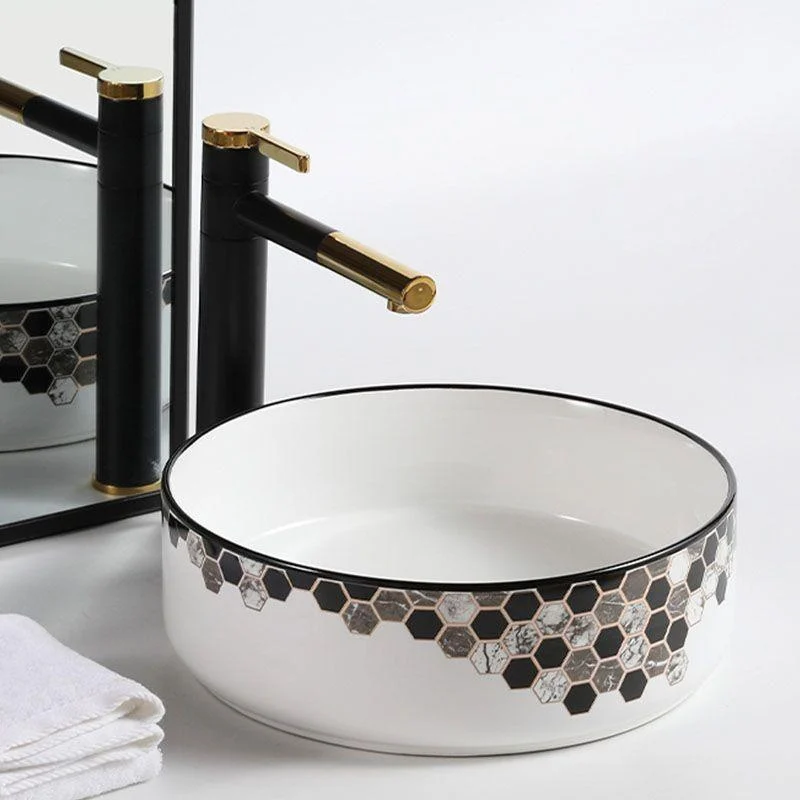 Modern Vessel Bathroom Sink Rectangular Porcelain with Pop-Up Drain Vessel Lavatory Sink -Bathlova