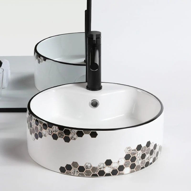 Modern Vessel Bathroom Sink Rectangular Porcelain with Pop-Up Drain Vessel Lavatory Sink -Bathlova