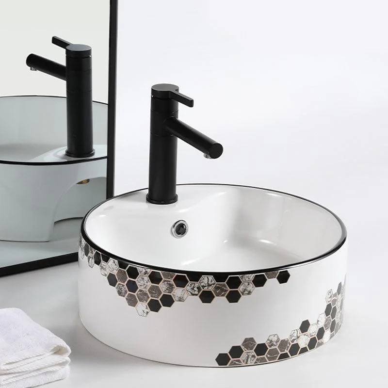 Modern Vessel Bathroom Sink Rectangular Porcelain with Pop-Up Drain Vessel Lavatory Sink -Bathlova