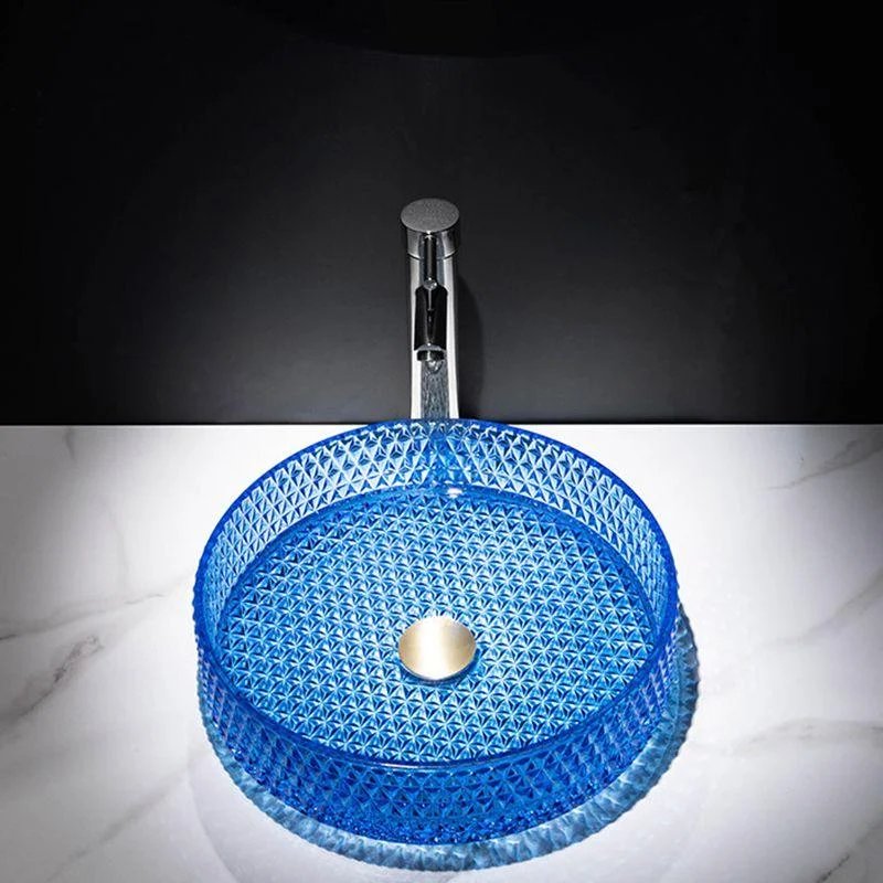 Modern Vessel Bathroom Sink Round Glass with Tap and with Pop-Up Drain Vessel -Bathlova