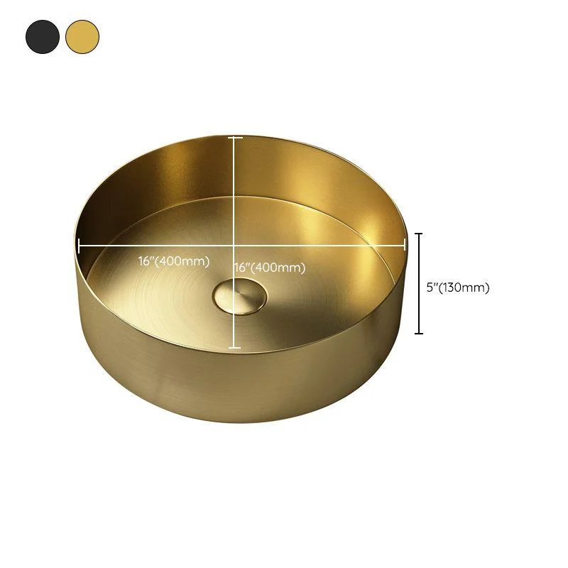 Modern Vessel Bathroom Sink Round Metal with Pop-Up Drain Vessel Lavatory Sink -Bathlova