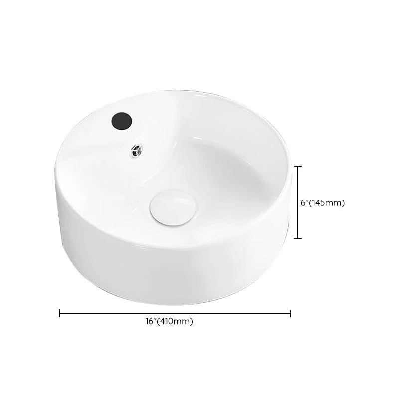 Modern Vessel Bathroom Sink Round Porcelain with Overflow Vessel Lavatory Sink -Bathlova