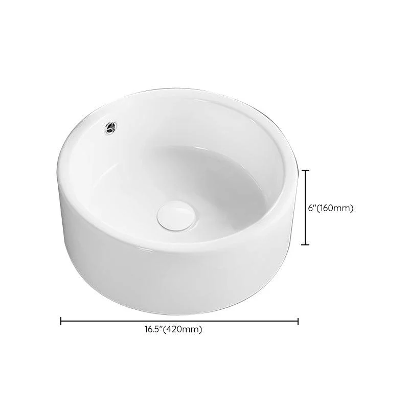 Modern Vessel Bathroom Sink Round Porcelain with Overflow Vessel Lavatory Sink -Bathlova