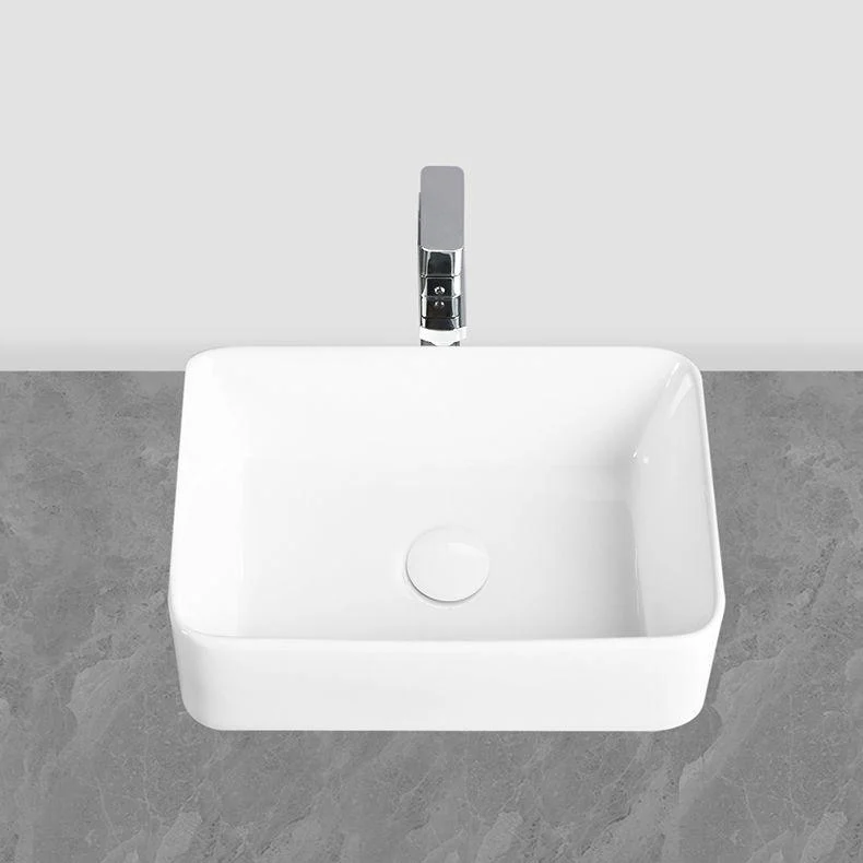 Modern Vessel Bathroom Sink Round Porcelain with Overflow Vessel Lavatory Sink -Bathlova