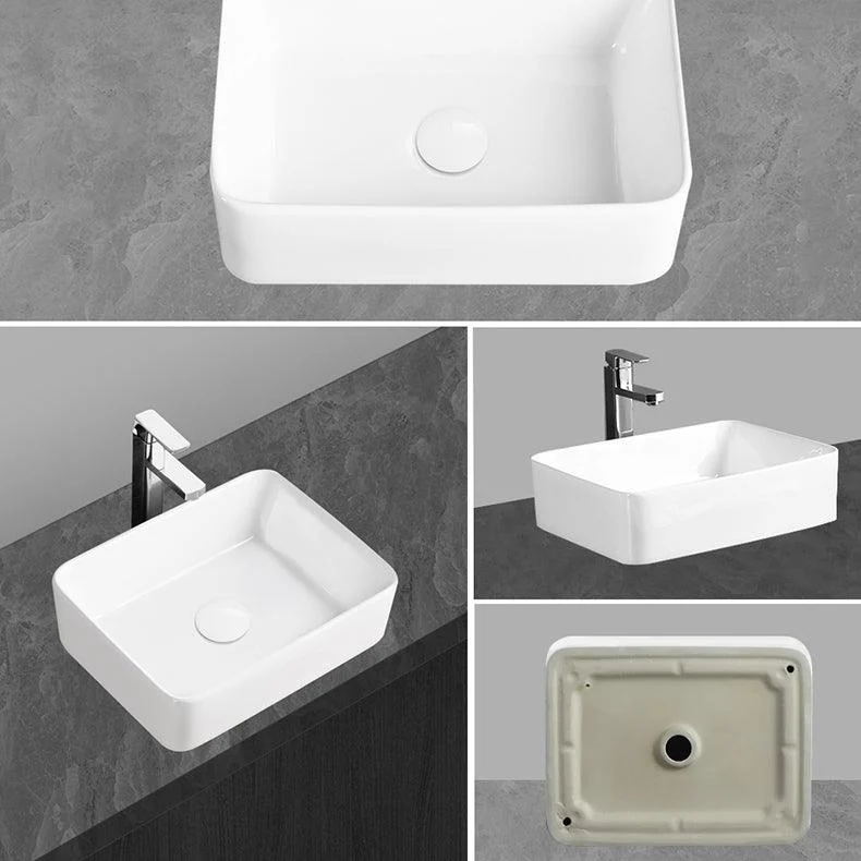 Modern Vessel Bathroom Sink Round Porcelain with Overflow Vessel Lavatory Sink -Bathlova