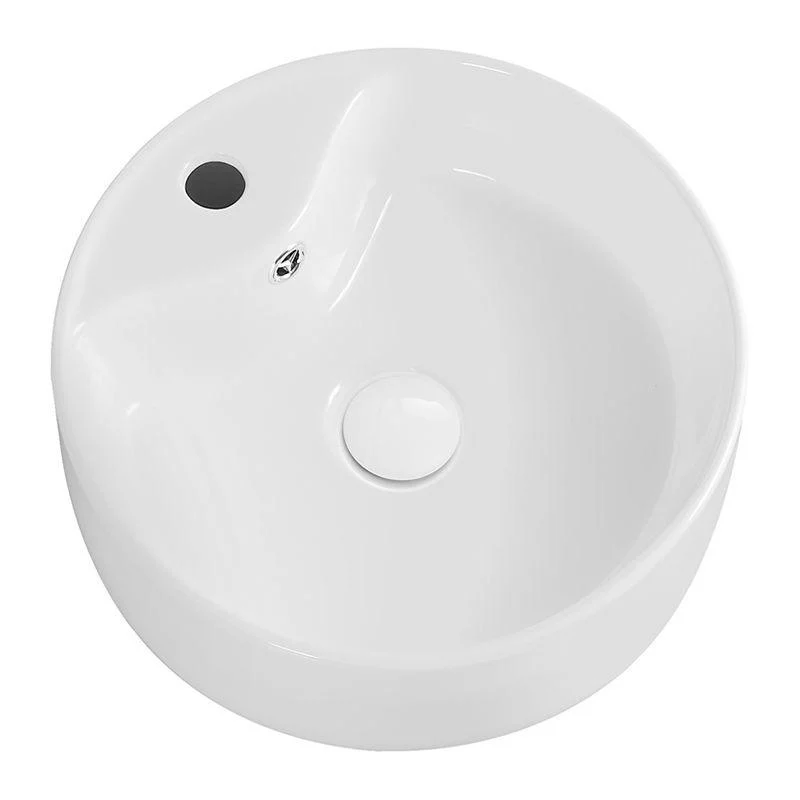 Modern Vessel Bathroom Sink Round Porcelain with Overflow Vessel Lavatory Sink -Bathlova