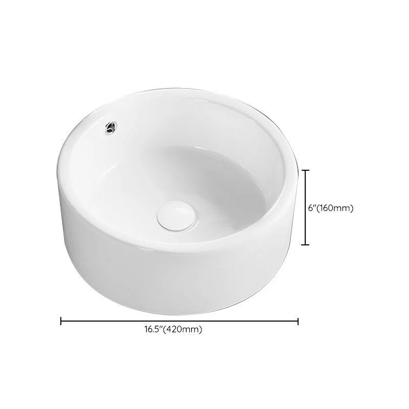 Modern Vessel Bathroom Sink Round Porcelain with Overflow Vessel Lavatory Sink -Bathlova