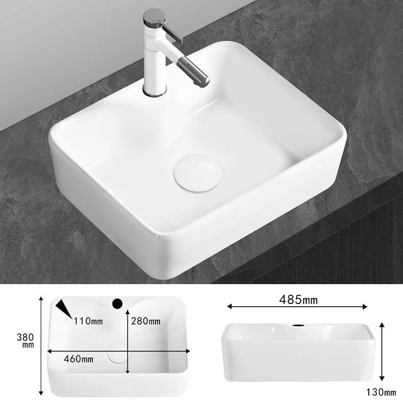 Modern Vessel Bathroom Sink Round Porcelain with Overflow Vessel Lavatory Sink -Bathlova