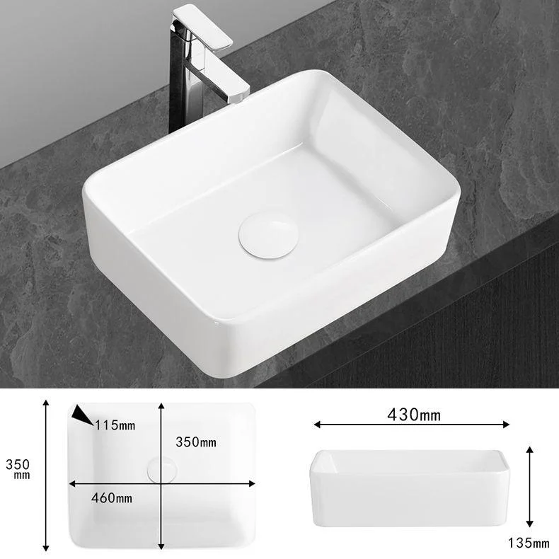 Modern Vessel Bathroom Sink Round Porcelain with Overflow Vessel Lavatory Sink -Bathlova