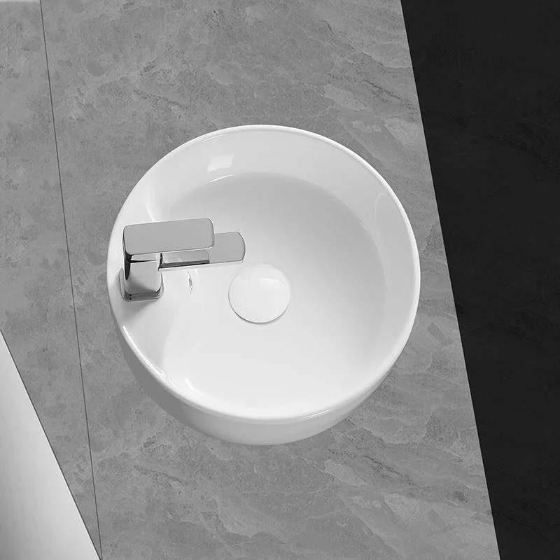 Modern Vessel Bathroom Sink Round Porcelain with Overflow Vessel Lavatory Sink -Bathlova