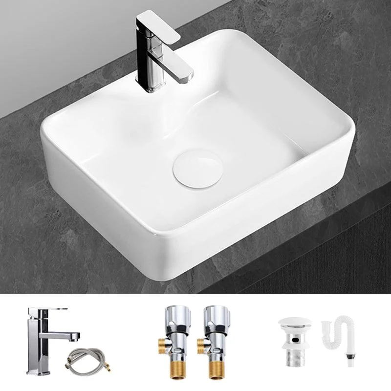 Modern Vessel Bathroom Sink Round Porcelain with Overflow Vessel Lavatory Sink -Bathlova