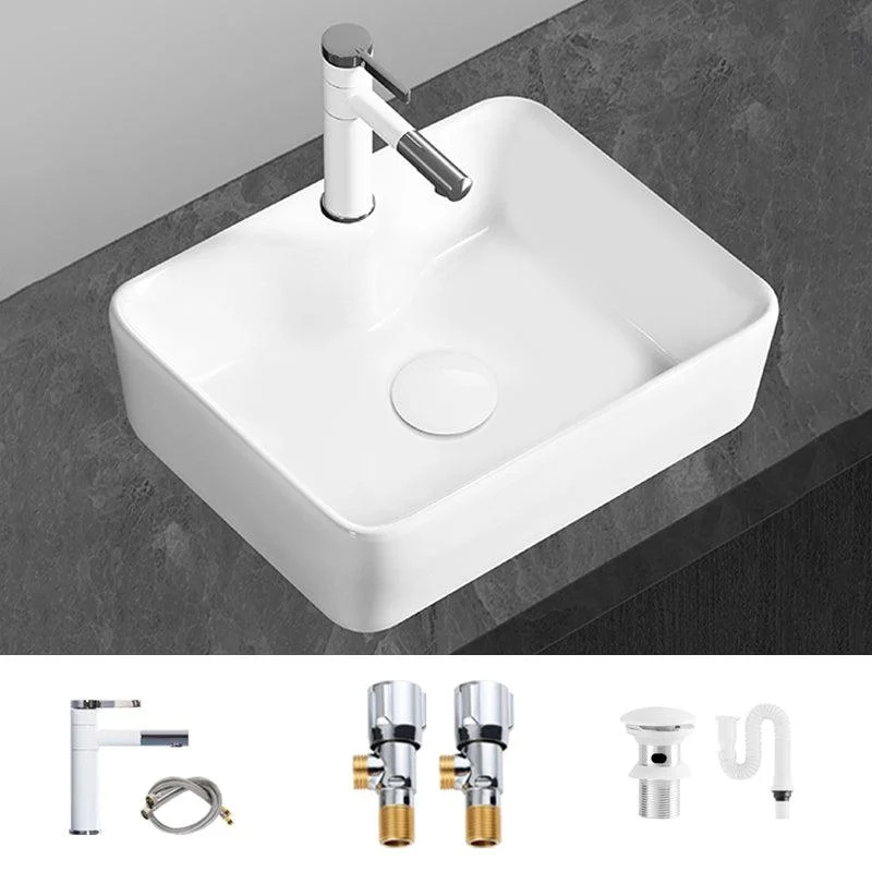 Modern Vessel Bathroom Sink Round Porcelain with Overflow Vessel Lavatory Sink -Bathlova