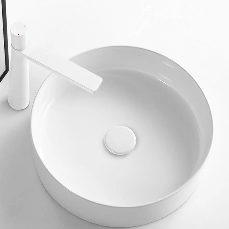 Modern Vessel Bathroom Sink Round Porcelain with Pop-Up Drain Basin Sink -Bathlova