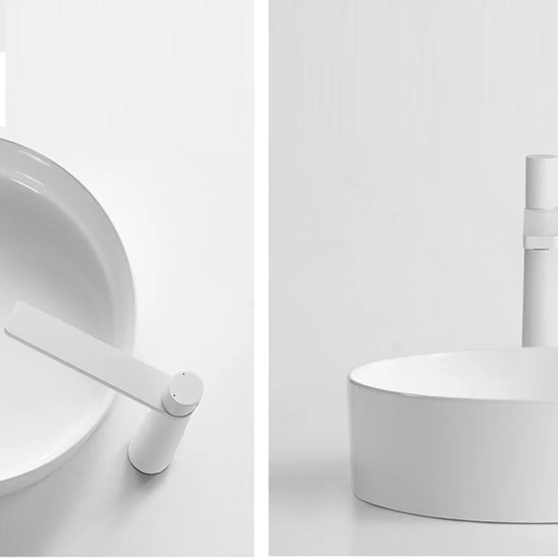 Modern Vessel Bathroom Sink Round Porcelain with Pop-Up Drain Basin Sink -Bathlova