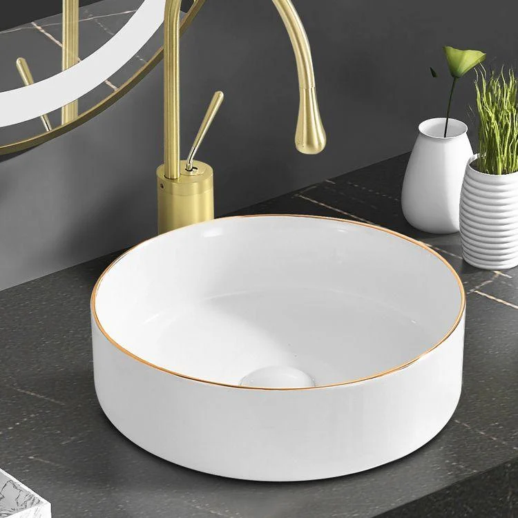 Modern Vessel Bathroom Sink Round Porcelain with Tap Wash Stand -Bathlova