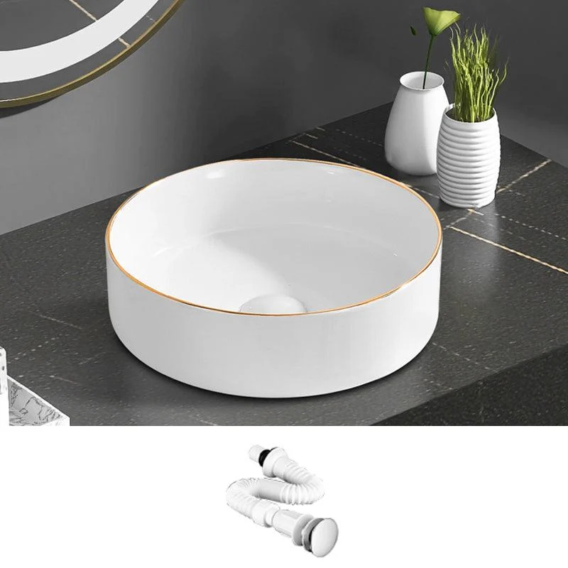 Modern Vessel Bathroom Sink Round Porcelain with Tap Wash Stand -Bathlova