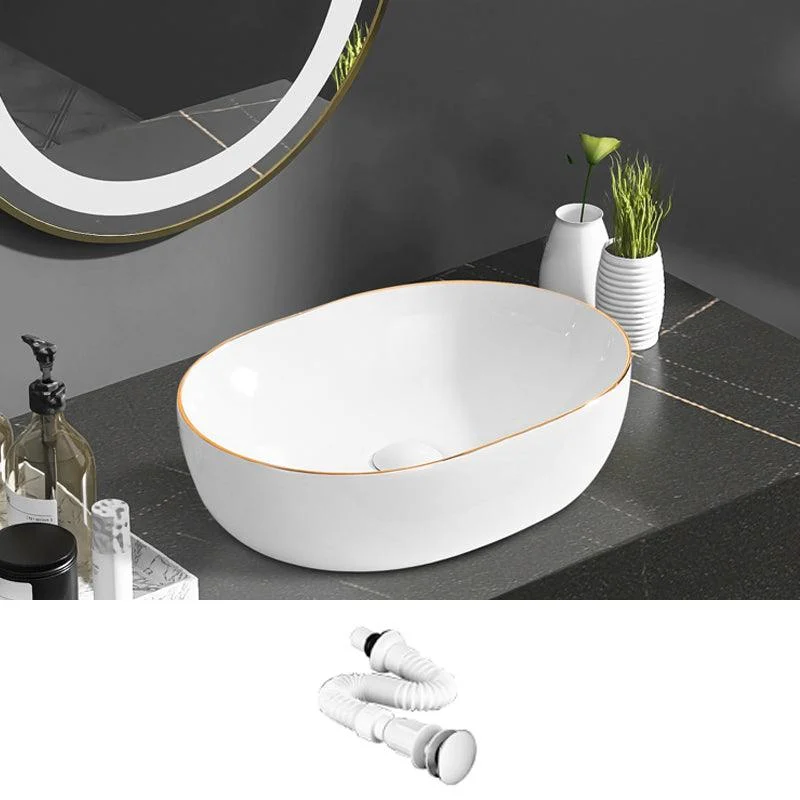 Modern Vessel Bathroom Sink Round Porcelain with Tap Wash Stand -Bathlova