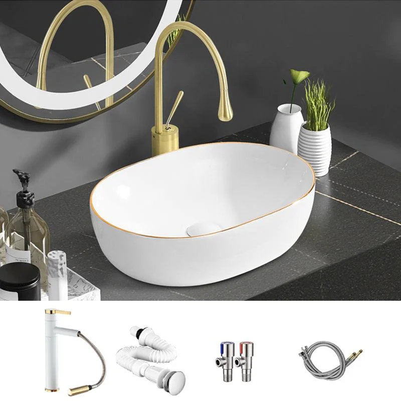 Modern Vessel Bathroom Sink Round Porcelain with Tap Wash Stand -Bathlova