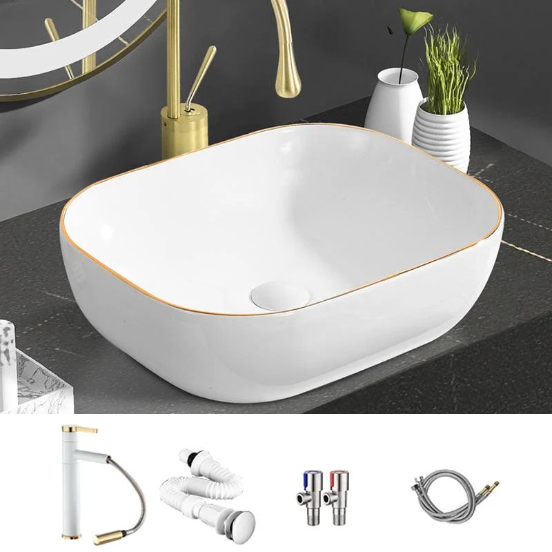 Modern Vessel Bathroom Sink Round Porcelain with Tap Wash Stand -Bathlova