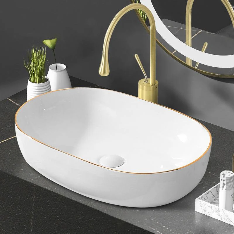 Modern Vessel Bathroom Sink Round Porcelain with Tap Wash Stand -Bathlova