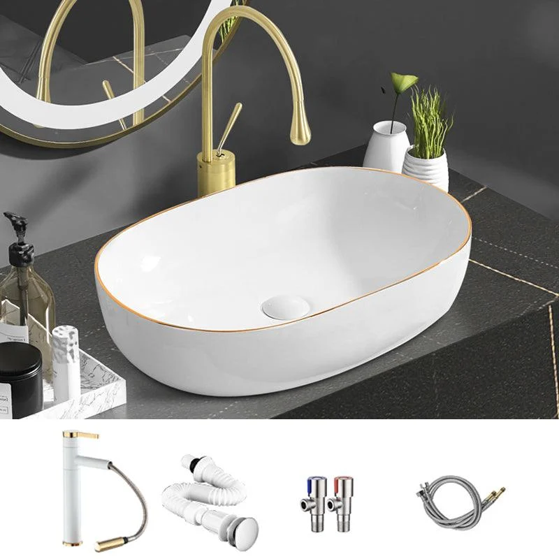 Modern Vessel Bathroom Sink Round Porcelain with Tap Wash Stand -Bathlova