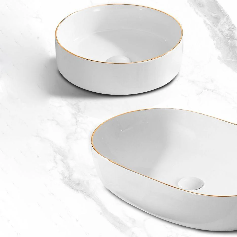 Modern Vessel Bathroom Sink Round Porcelain with Tap Wash Stand -Bathlova