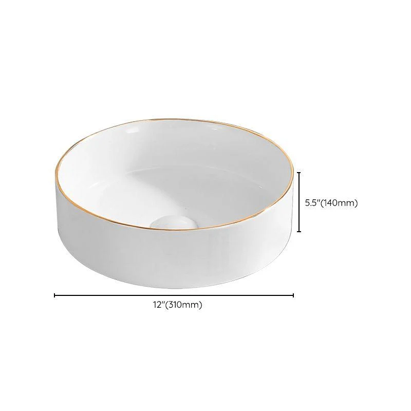 Modern Vessel Bathroom Sink Round Porcelain with Tap Wash Stand -Bathlova