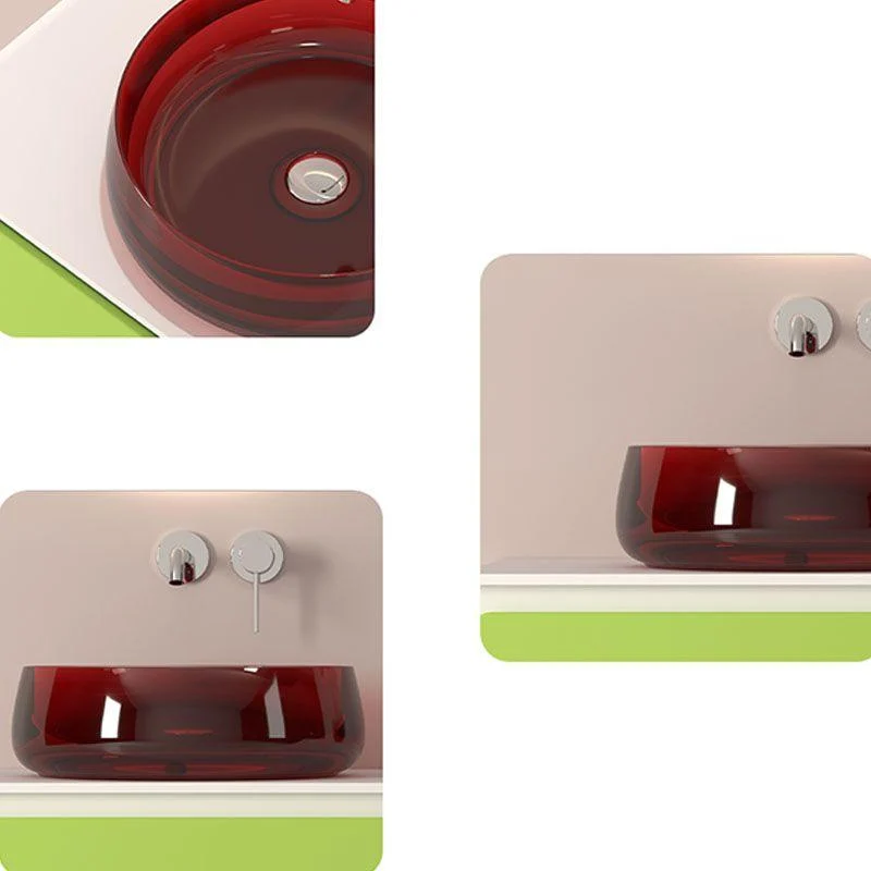 Modern Vessel Bathroom Sink Round with Pop-Up Drain Vessel Sink(Not Included Tap) -Bathlova