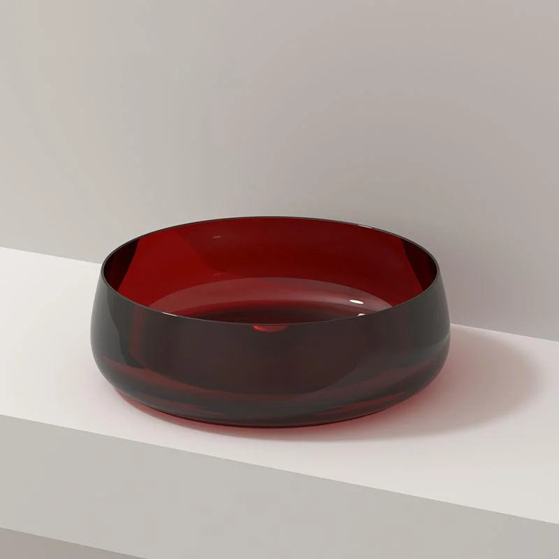 Modern Vessel Bathroom Sink Round with Pop-Up Drain Vessel Sink(Not Included Tap) -Bathlova