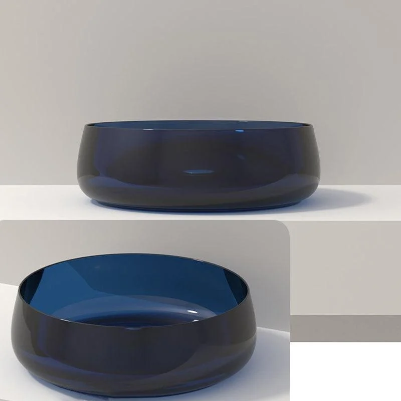 Modern Vessel Bathroom Sink Round with Pop-Up Drain Vessel Sink(Not Included Tap) -Bathlova