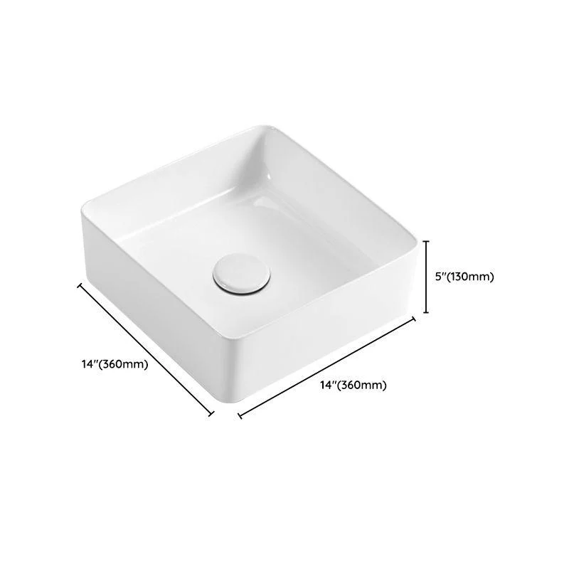 Modern Vessel Bathroom Sink Square Porcelain with Pop-Up Drain Wash Stand -Bathlova