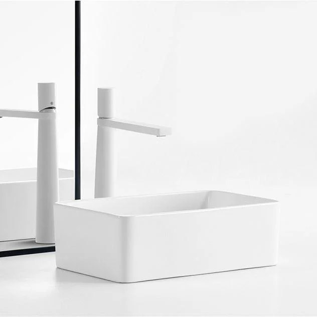 Modern Vessel Bathroom Sink Square Porcelain with Pop-Up Drain Wash Stand -Bathlova