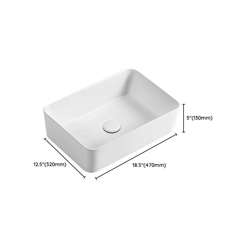 Modern Vessel Bathroom Sink Square Porcelain with Pop-Up Drain Wash Stand -Bathlova