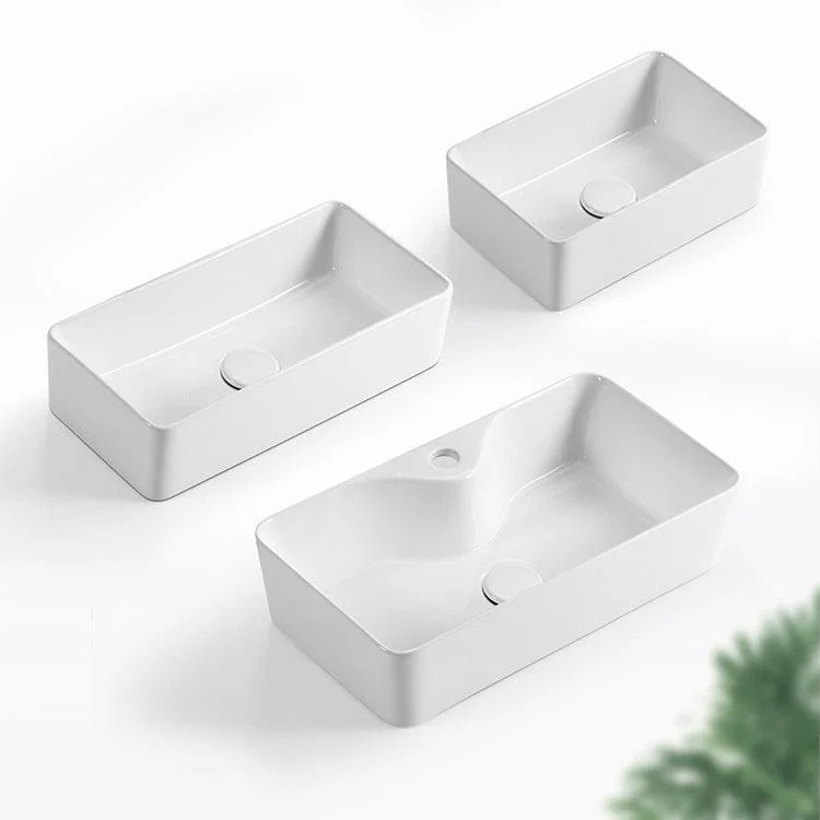 Modern Vessel Bathroom Sink Square Porcelain with Pop-Up Drain Wash Stand -Bathlova